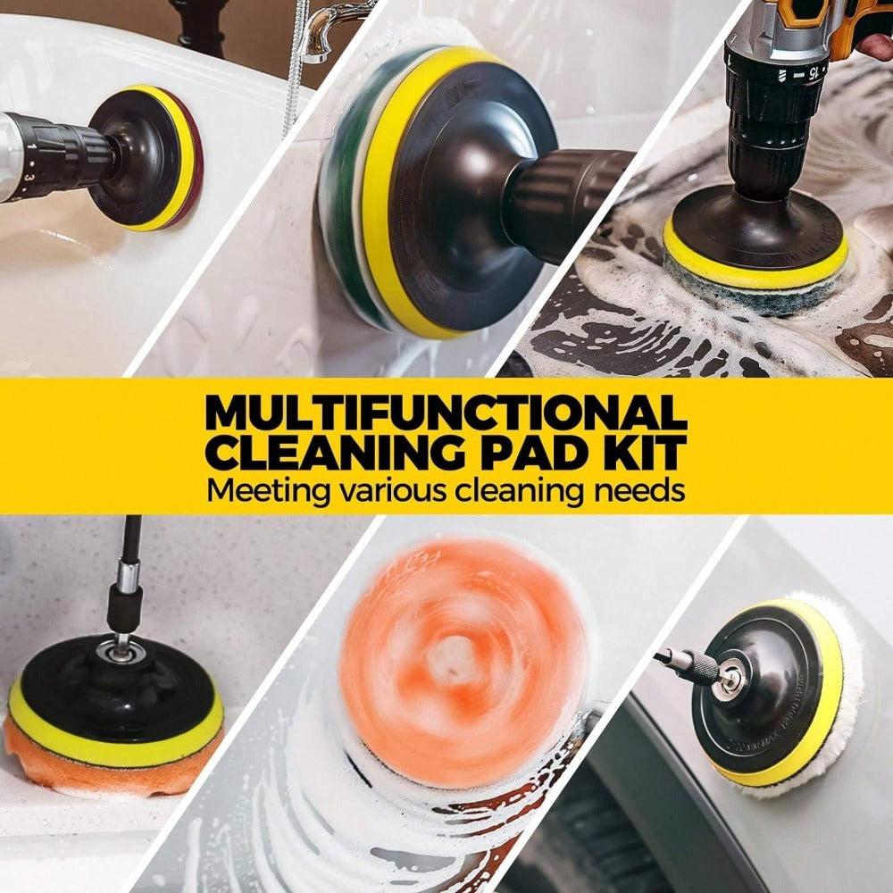 Drill Brush Attachment Set 20 Pack Power Scrubber Brushes Scrub Pads Sponge Buffing Pads with Extension Rod for Bathroom Kitchen Car Polishing Tile Grout Cleaning Kit - product image 4
