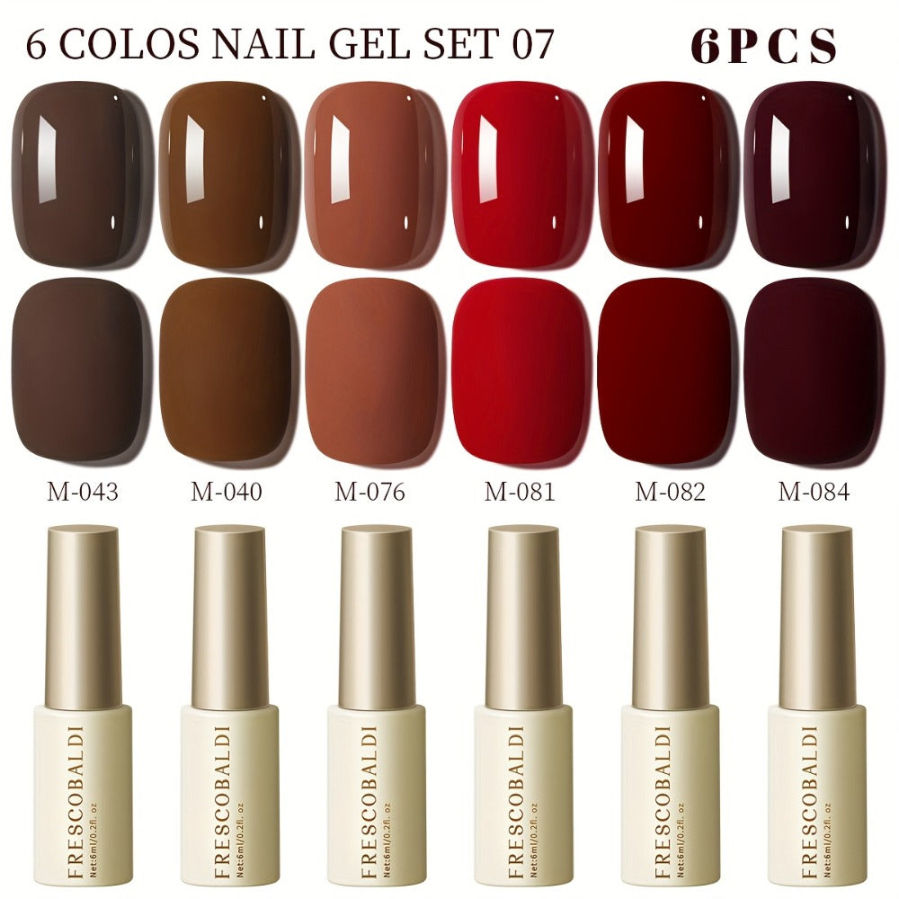Solid Color Gel Nail Polish Set 6pcs Self-Leveling Soak-Off UV LED High Gloss Chip-Resistant – Popular Salon Shades for Daily Manicure, 8 Color Palettes Available, Nail Art Gift fo - product image 9