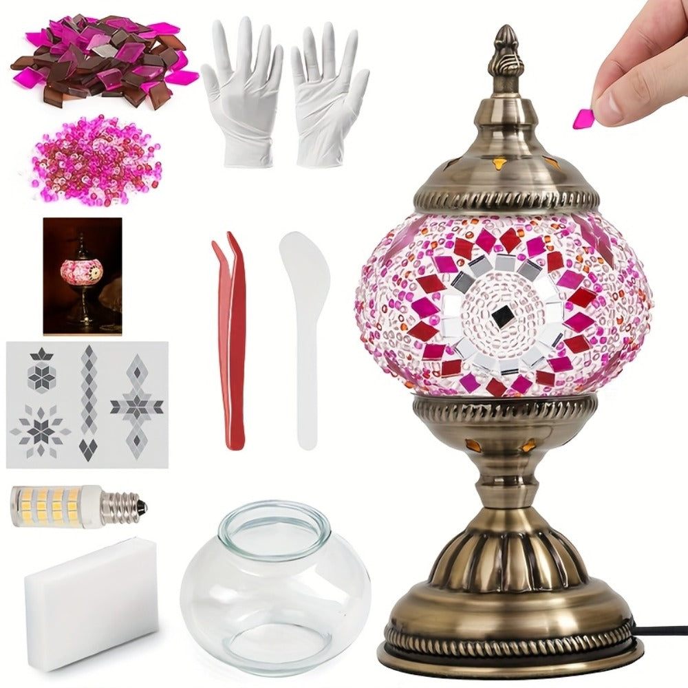 Moroccan Table Lamp Handmade DIY Turkish Lamp Dimmable Glass Metal Brass Bohemian Bedside Night Light with Remote for Bedroom Living Room Office Vintage Boho Home Decor Gift Multip - product image 16