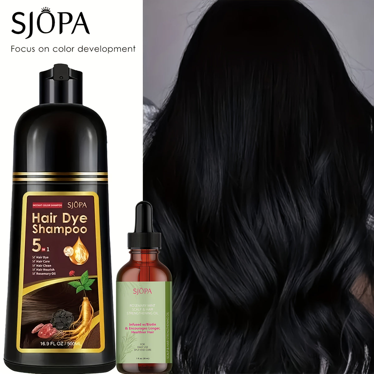 Hair Color Shampoo 5-in-1 Instant Gray Coverage Color Dyeing Conditioner 16.9oz – SJOPA No Ammonia Safe Natural Formula 12 Shades Unisex Men Women - product image 22