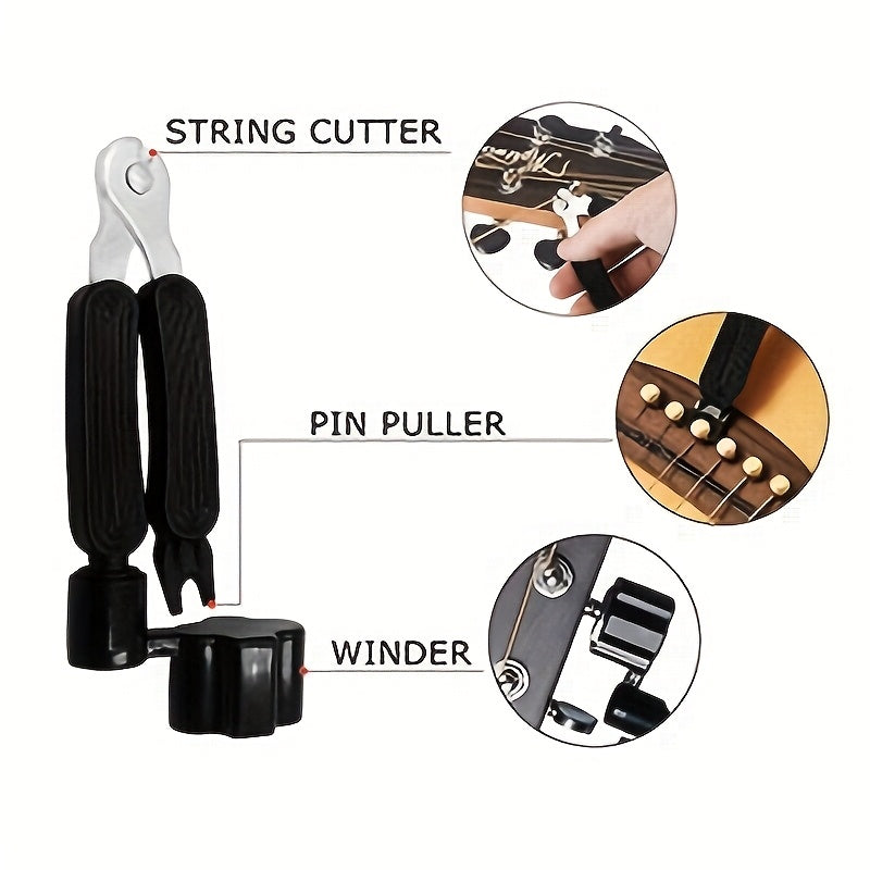 60pcs Acoustic Guitar Accessories Kit Including Guitar Strings, Tuner, Capo, 3-in-1 Restring Tool, Pick Holder, Bridge Pins, Nuts & Saddles, Finger Protector, Finger Picks, Fretboard Stickers