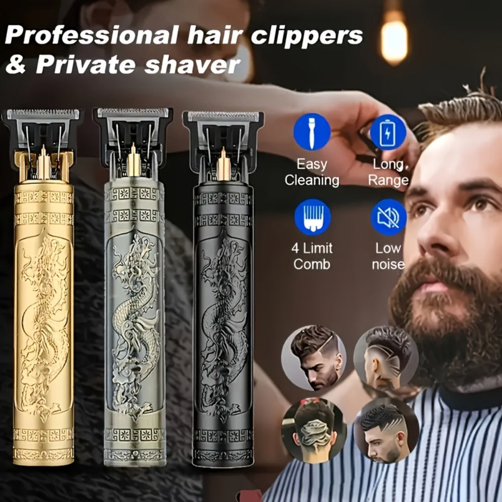 Beard Trimmer for Men USB Rechargeable Zero Contour Precision Edger Lithium Battery — Hair Clipper with Limit Comb ABS Body for Beard Facial Hair Body Grooming, Gold Black Bronze H - product image