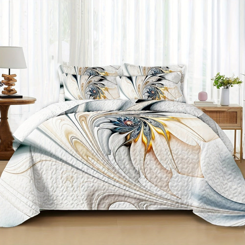 Boho Quilt Comforter Set Twin Full Queen King - Floral Bedding Lightweight Soft Microfiber Reversible Bedspread for Women Girls 2/3 Pcs All Season - product image 5