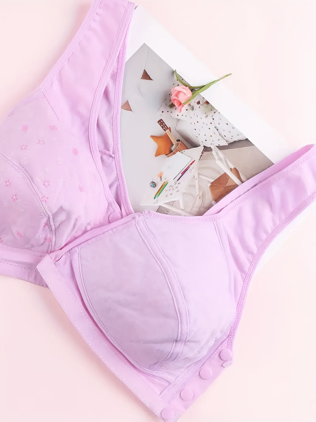 3pcs Plus Size Printed Front-Closure Bra Set Elegant Full-Cup Wire-Free Comfort Bras Women's Lingerie & Underwear Sets Everyday Bras Fashion Underwear - product image 27