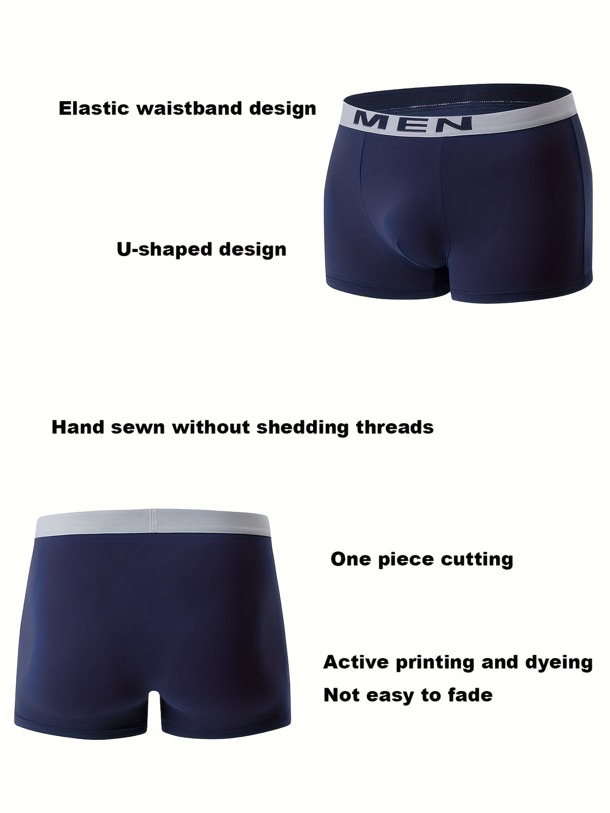10pcs Set Of Men's Breathable Boxer Underwear - Comfortable and Stretchy, Solid Color, Casual Sports Underwear - product image 6