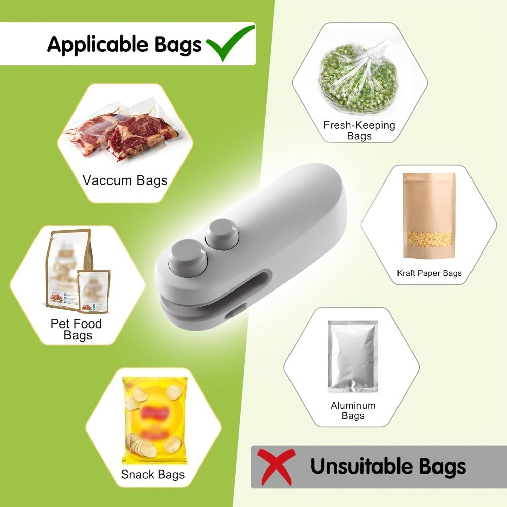Mini Bag Sealer 2-Pack USB-C Rechargeable 2-in-1 Heat Seal with Cutter – Magnetic Storage Bag Resealer for Plastic Snack Food Bags | Airtight Freshness Keeper Portable Kitchen Gadg - product image 13