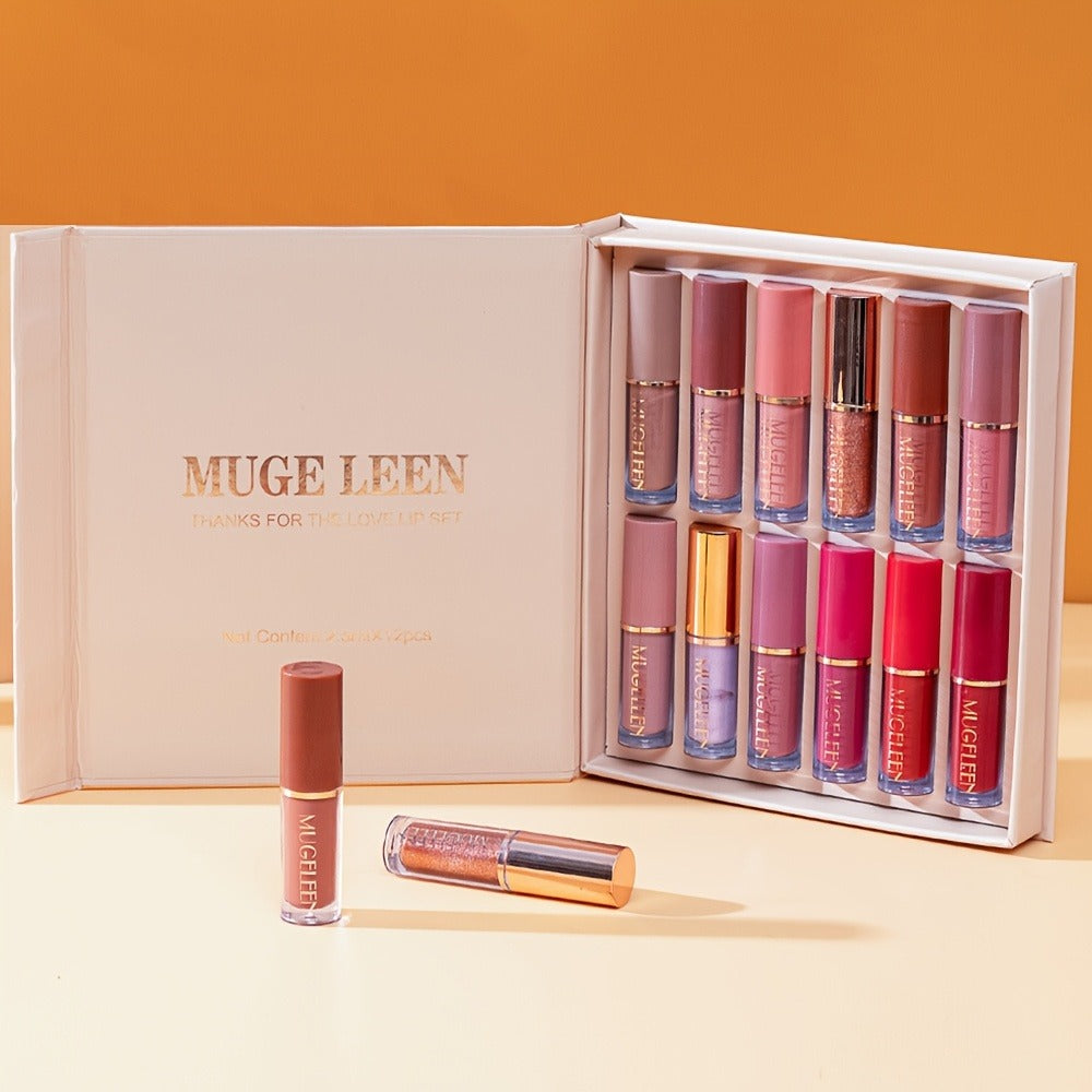 Lip Gloss Set 12 Pcs Matte & Pearlescent Lip Glaze Collection – Non-Stick Cup Long-Lasting Non-Fading Velvety Finish Lip Makeup Gift Set for Women Girls All Skin Tones - product image 4