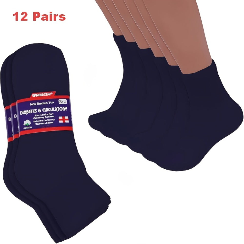 Diabetic Socks 12 Pairs Non Binding Low Cut Cushioned Seamless Loose Fit Ankle Socks for Men Women Edema Neuropathy Wide Toe Box White Black Brown Grey Khaki Navy - product image 3