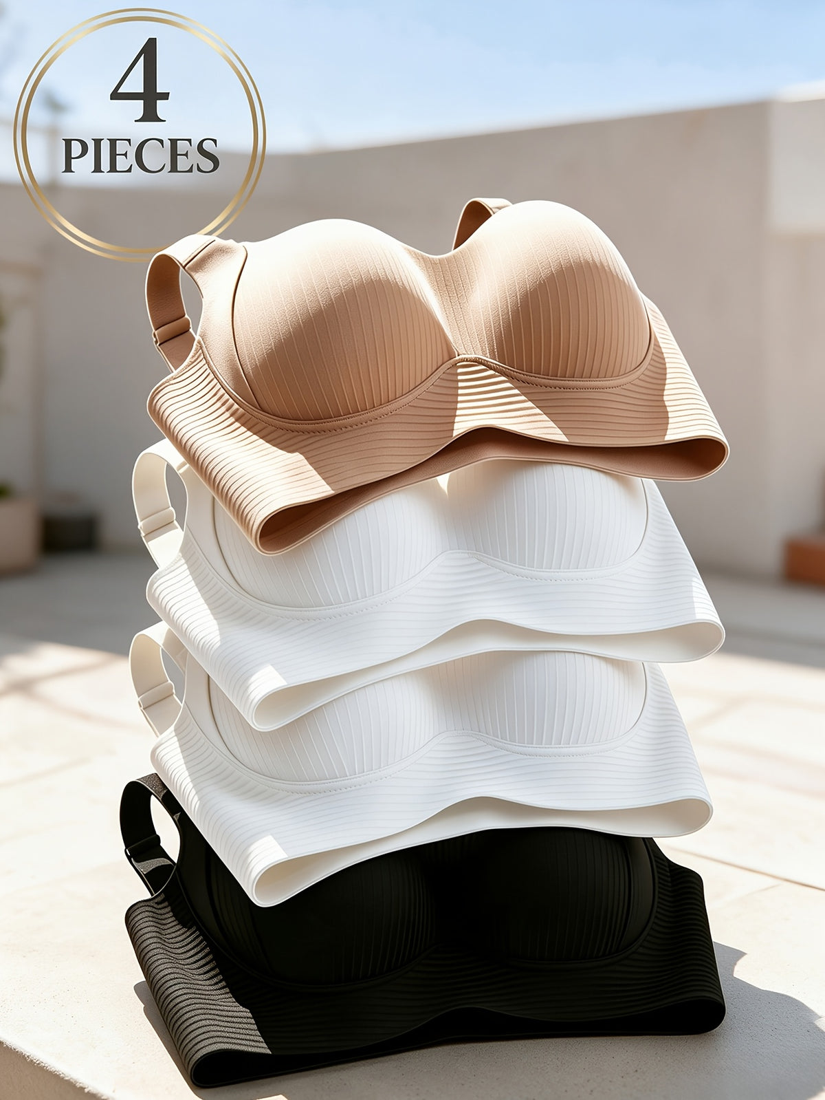 4pcs Women's Wireless Push Up Bralette - Wire-Free Back Smoothing Seamless Bras with Wide Adjustable Straps, Soft Breathable Non-Detachable Cups Suitable for - product image 24