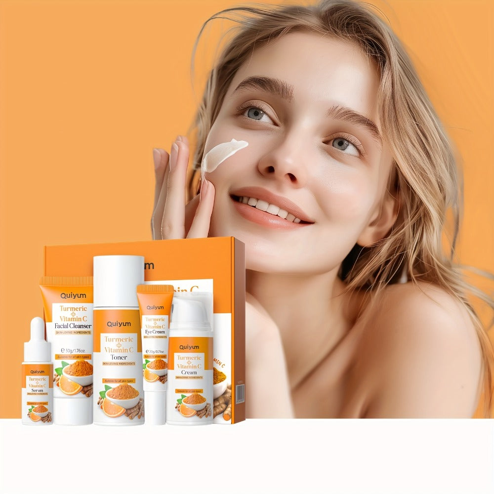 5-in-1 Turmeric Vitamin C Skincare Set Facial Cleanser Serum Face Cream Eye Cream Toner Brightening Anti-Aging Gift Set for Women - product image 2