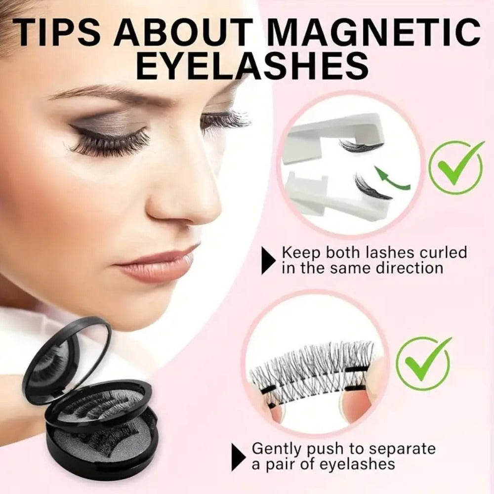 Waterproof 3D Magnetic Lashes 8Pcs Reusable Double Strip False Eyelashes Set with Clips & Glue – Natural Look for Women, Daily Wear, Parties & Special Occasions - product image 10