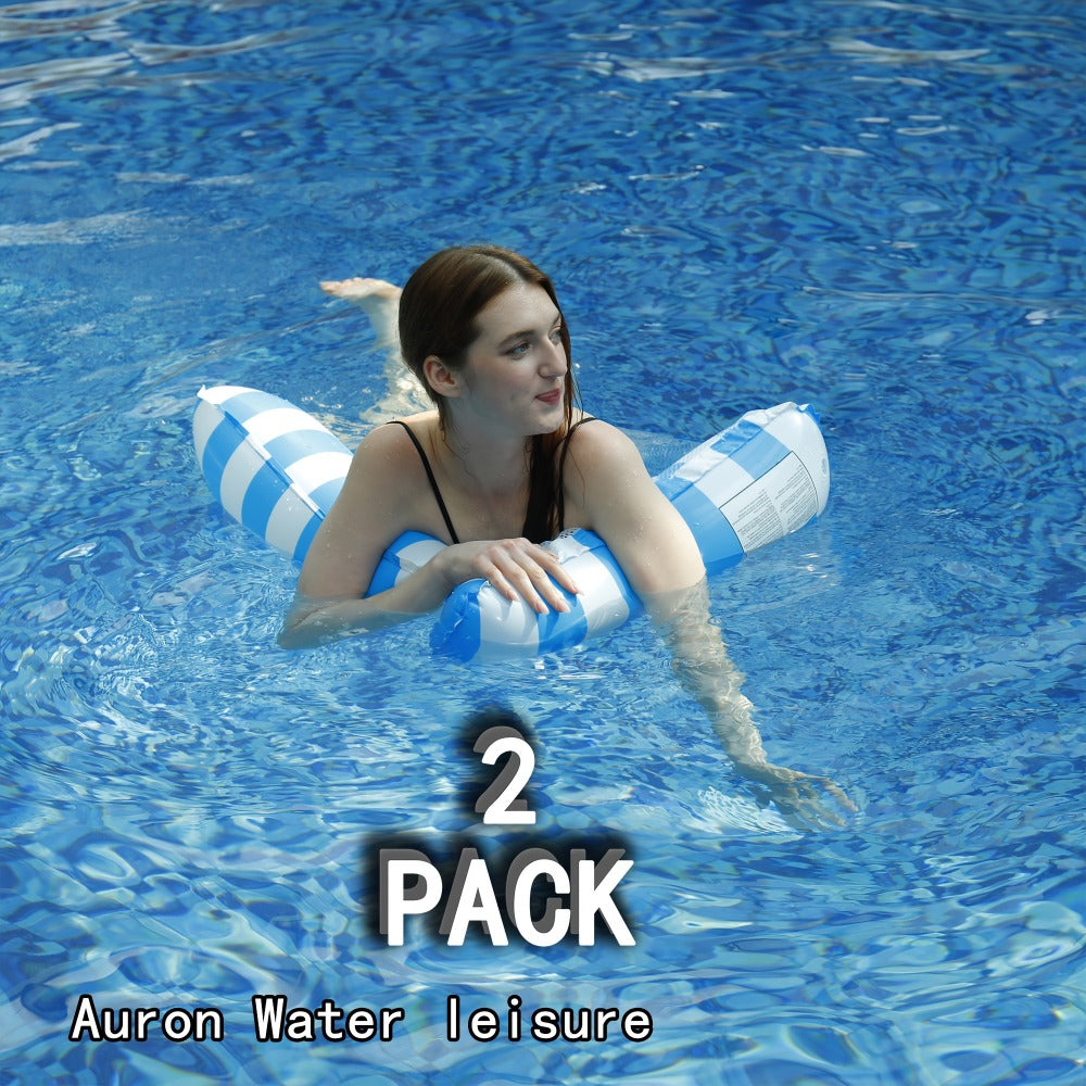 4-in-1 Inflatable Pool Float Hammock 2-Pack for Adults | Floating Bed, Lounge Chair, Drifter & Saddle, Striped Water Hammock for Swimming Pool Lake Beach - product image 11