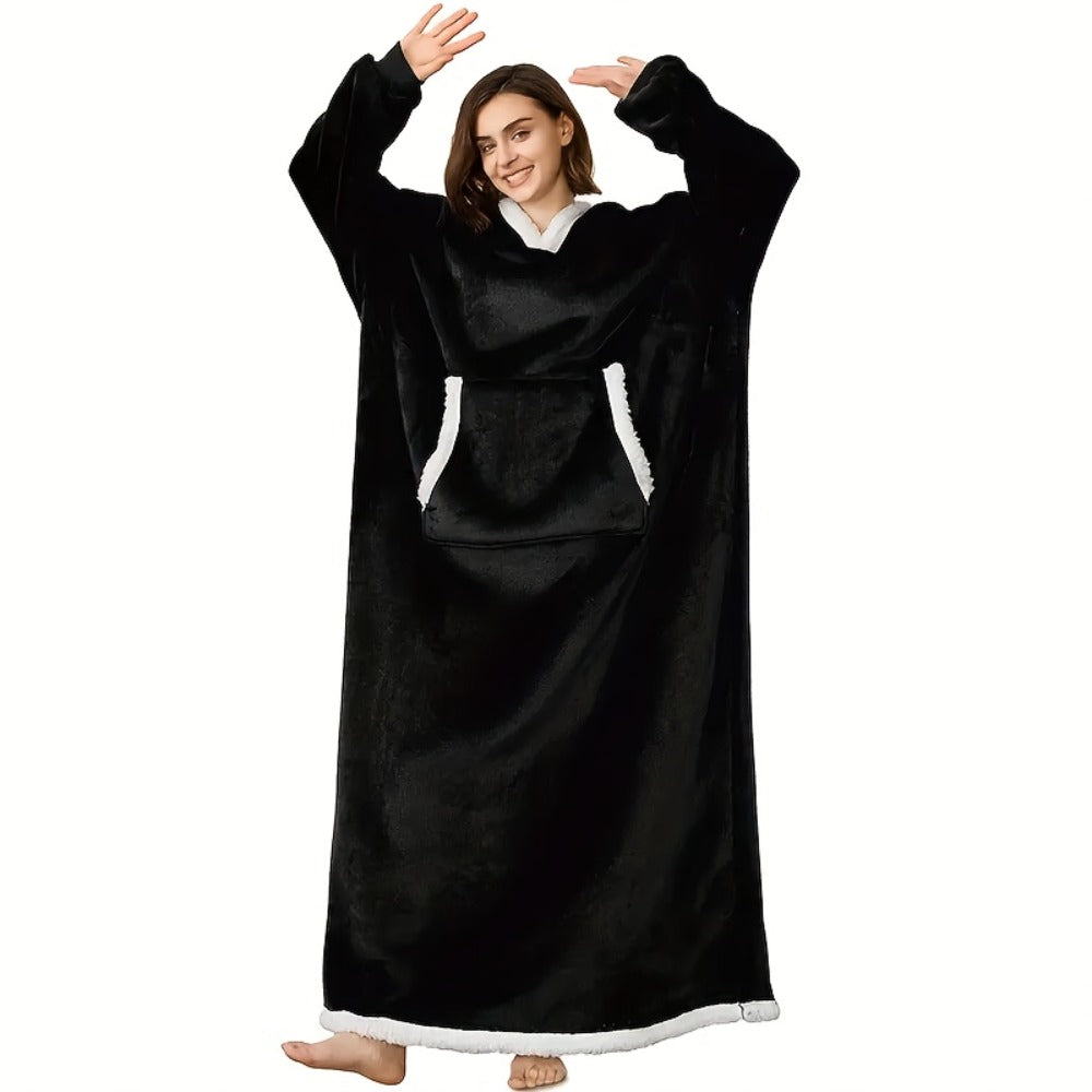 Wearable Blanket Hoodie - Oversized Extra-Long Ultra-Soft Acrylic Hooded Blanket for Adults, Warm Cozy TV Watching Winter Gift for Christmas Valentine's Day - product image 6