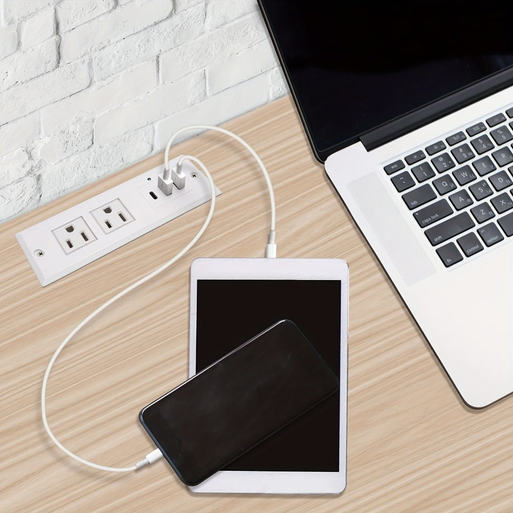 Recessed Power Strip Flush Mount Desk Outlet with USB-C & USB-A Ports In-Desk Power Grommet for Conference Room Office Table Furniture 1.5m Cord - product image 5