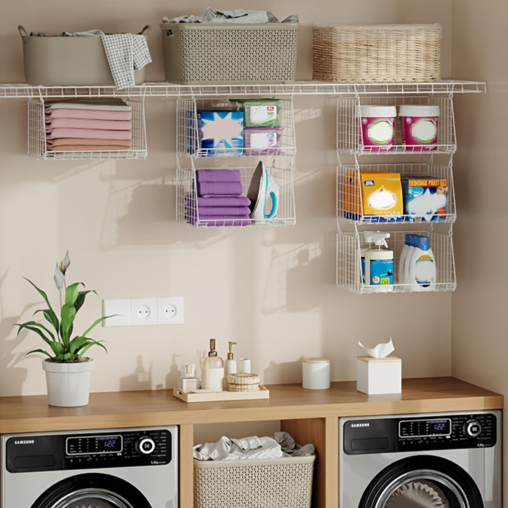 Hanging Laundry Basket Organizer 3pcs - Foldable Laundry Bag with 360° Rotating Hook for Washing Machine & Drying Rack, Space Saving Metal Mesh Laundry Hamper for Bathroom, Laundry - product image 6