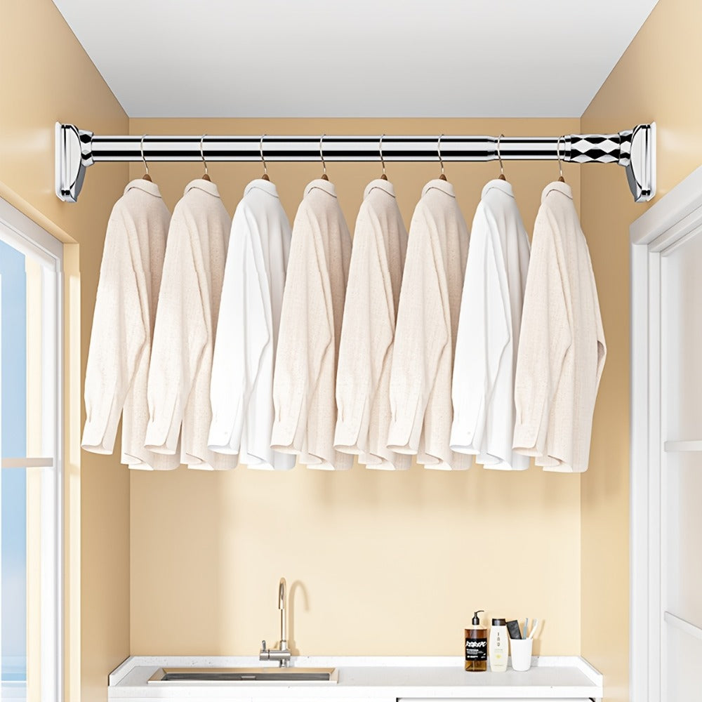 Telescopic Curtain Rod No Drill 15.75"-196.85" Adjustable Shower Curtain Rod 33mm for Large Windows - product image 14