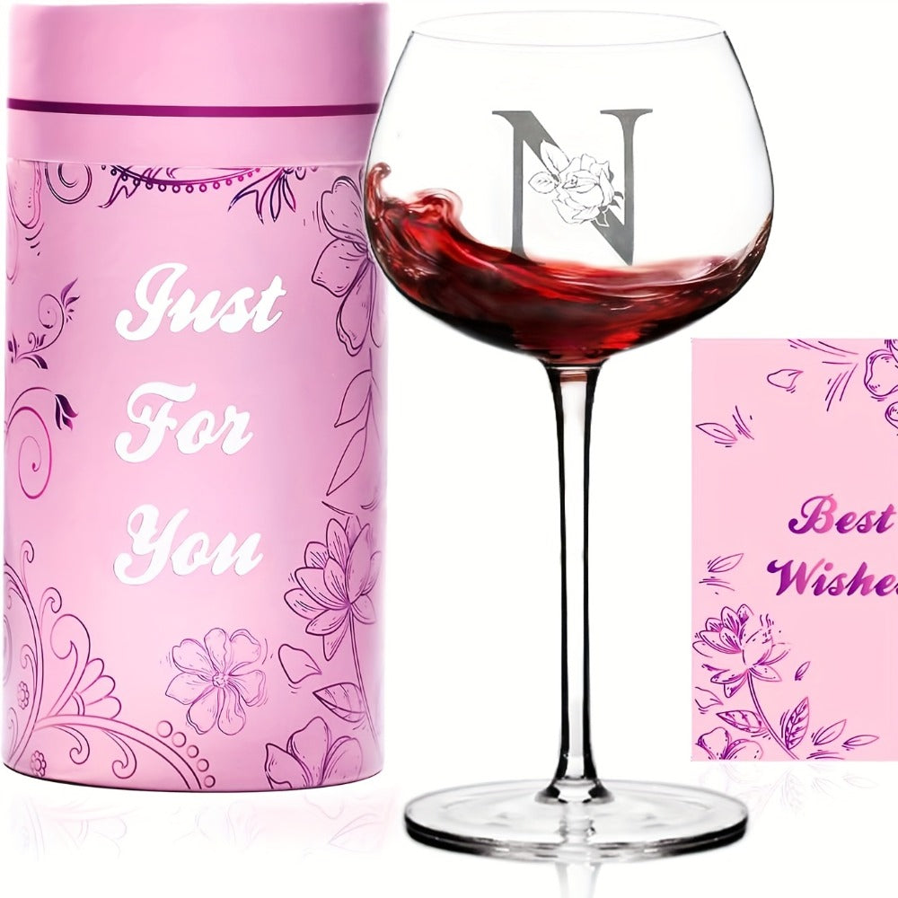Personalized Wine Glass Gift for Women – A-Z Initial Letter Monogrammed Wine Glass with Gift Box & Greeting Card – Unique Birthday, Christmas & Mother's Day Gift for Mom, Best Frie - product image 18