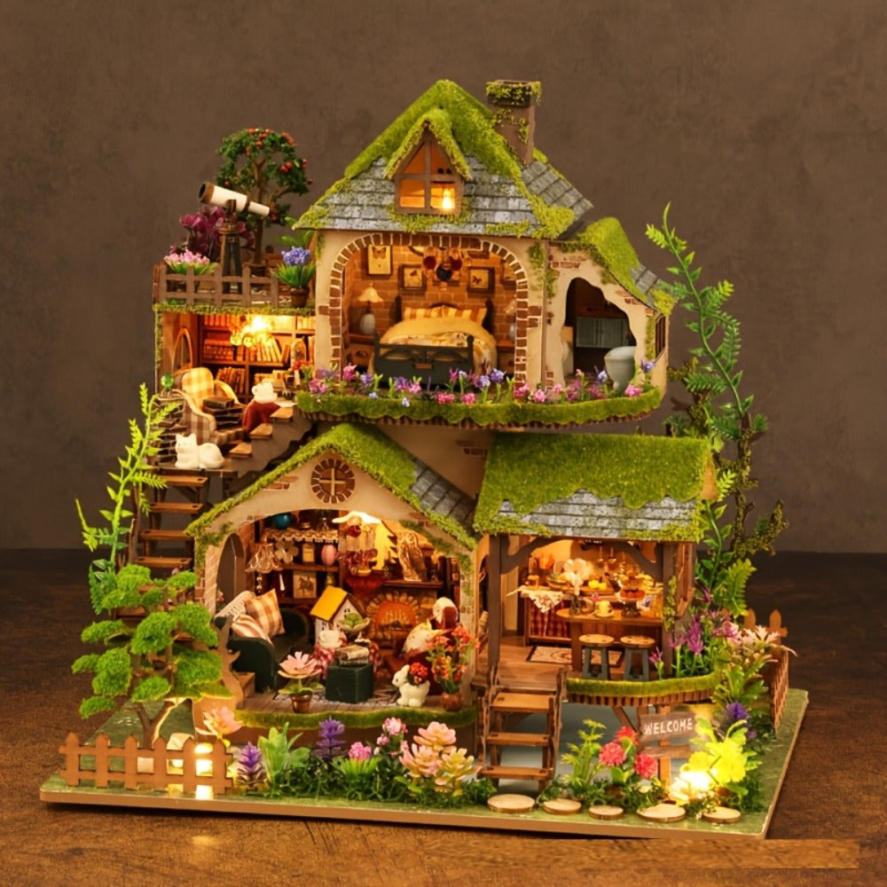 No Glue Laser-Cut Wood 3D Puzzle Creative Home Decor Gift for Birthday Christmas Valentine's Day – DIY Wooden Forest Hut Model Kit Handcrafted Miniature Cabin - product image