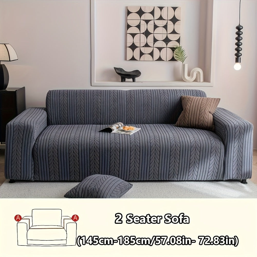 Sofa Cover Stretchy Washable Slipcover for 1 2 3 4 Seater Couch, Zigzag Textured Fabric, Scratch Slip Resistant Furniture Protector, Cream White Light Grey Dark Gray Coffee Brown - product image 16