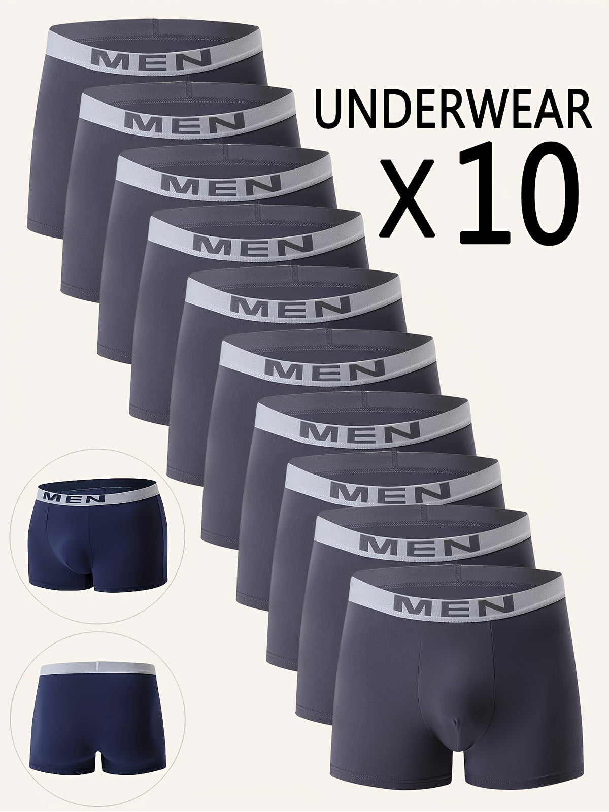 Random10pcs Men's Cool Boxer Briefs, Men's Letter[Man] Waistband Design, Breathable Comfortable Boxer Shorts, Elastic Sports Shorts, Men's Casual Underwear - product image 4