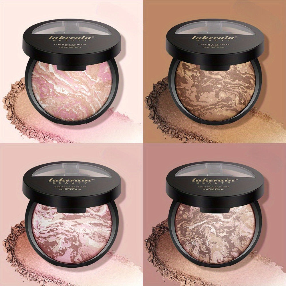 Marble Baked Contour Palette Set 2-Piece Kit with Color Correcting Foundation Powder & Multipurpose Bronzer - Buildable Airbrushed Satin Finish for Tan Medium Skin, Face Sculpting  - product image