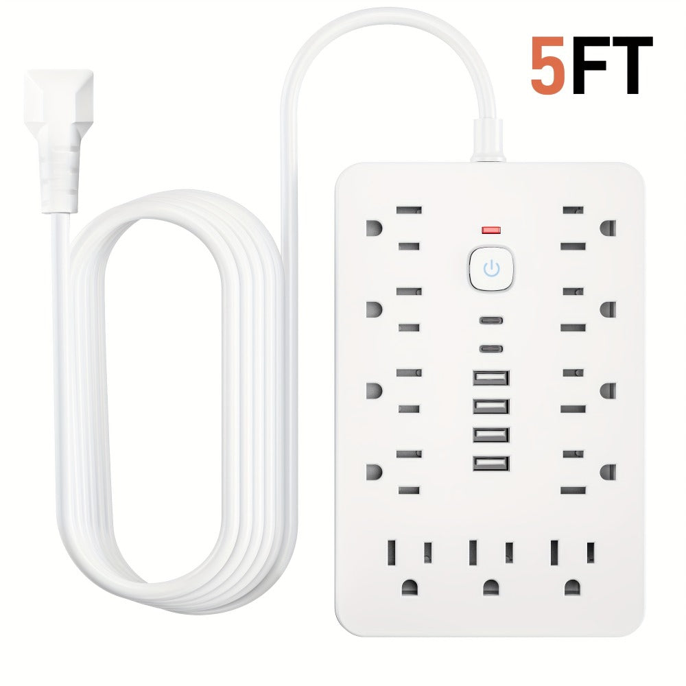 Surge Protector Power Strip 17-in-1 with 11 AC Outlets 4 USB-A 2 USB-C Ports Flat Plug Extension Cord Space-Saving Compact Design for Home Office Kitchen Desk Wall Charging Station - product image 3
