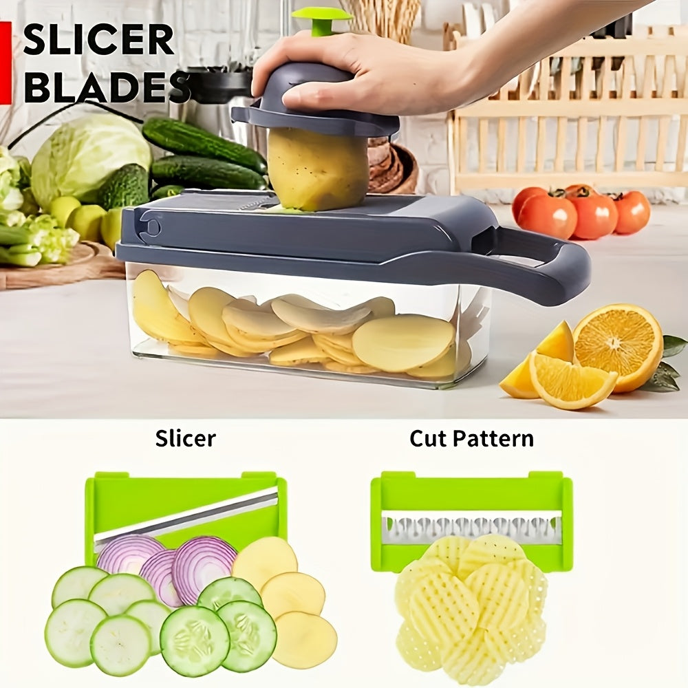 16-in-1 Manual Vegetable Chopper Set, With 8 Blades, Container, Peeler and Filter, Easy Meal Preparation, Professional Onion, Carrot and Garlic Slicer, Kitchen - product image 5