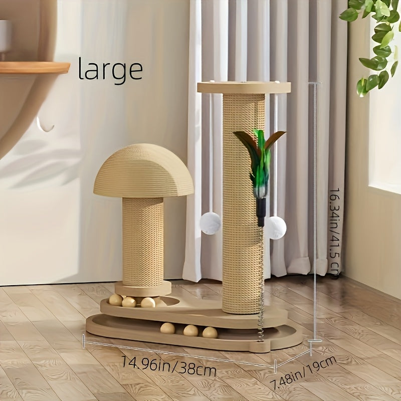 Cat Tree Solid Wood Space-saving Vertical Cat Climbing Structure with Sisal Scratching Post & Integrated Scratch Board | Self-Play Cat Tower for Indoor Cats - product image 2