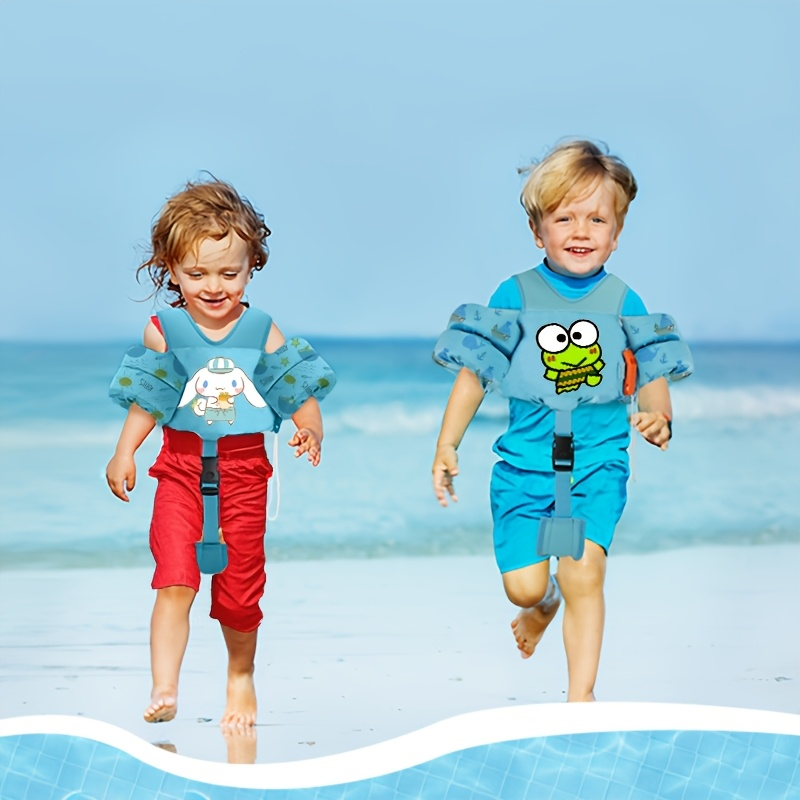 Kids Swim Vest Toddler Swimming Floatie Jacket with Adjustable Straps | Sanrio Keroppi Design, Nylon Material, Arm Floaties for Boys & Girls 20 | 66 lbs (Ages 2 | 9), Pool & Beach Learn-to-Swim