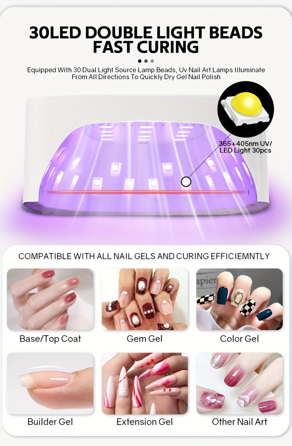 Cordless LED Nail Lamp SUN S10 MAX Rechargeable — 30 LED Lights Auto Sensor 3-Timer LCD Display Professional Gel Nail Dryer for UV Gel Acrylic Base Top Coat, Wireless Nail Light fo - product image 12