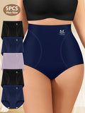 5Pack Plus Size Women's Briefs Extra High Waist Belly Tuck Ice No Marks Women's Panties Briefs Comfortable Fit Body Shaping Buttocks Lift Summer Thin - product image 2