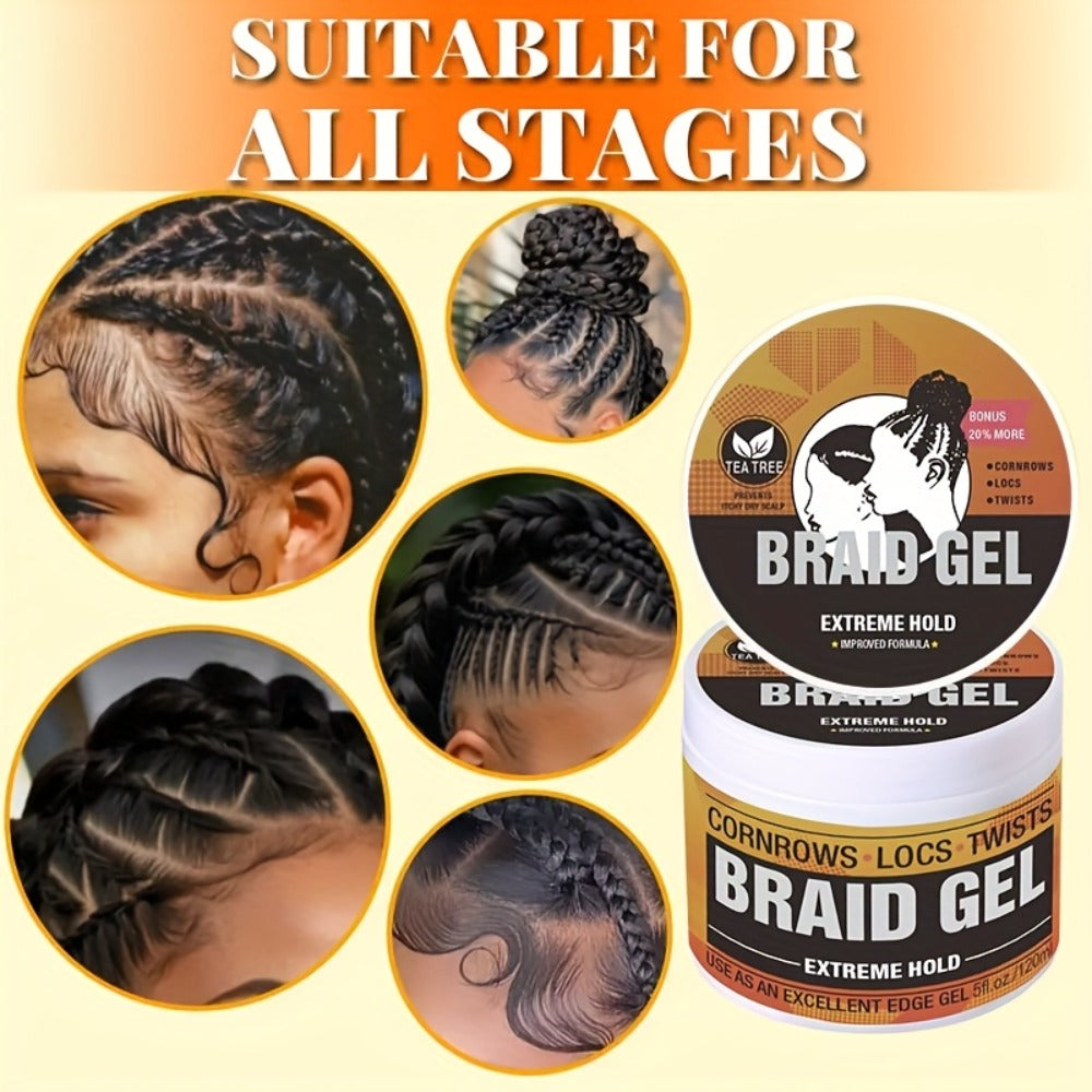 Extreme Hold Braid Gel & Edge Control Hair Wax Pomade — Anti-Frizz, Moisturizing, Long-Lasting for Braids, Locs, Twists & Sleek Styles, Natural Hair, Men & Women — 4/5/6 Pack - product image 9