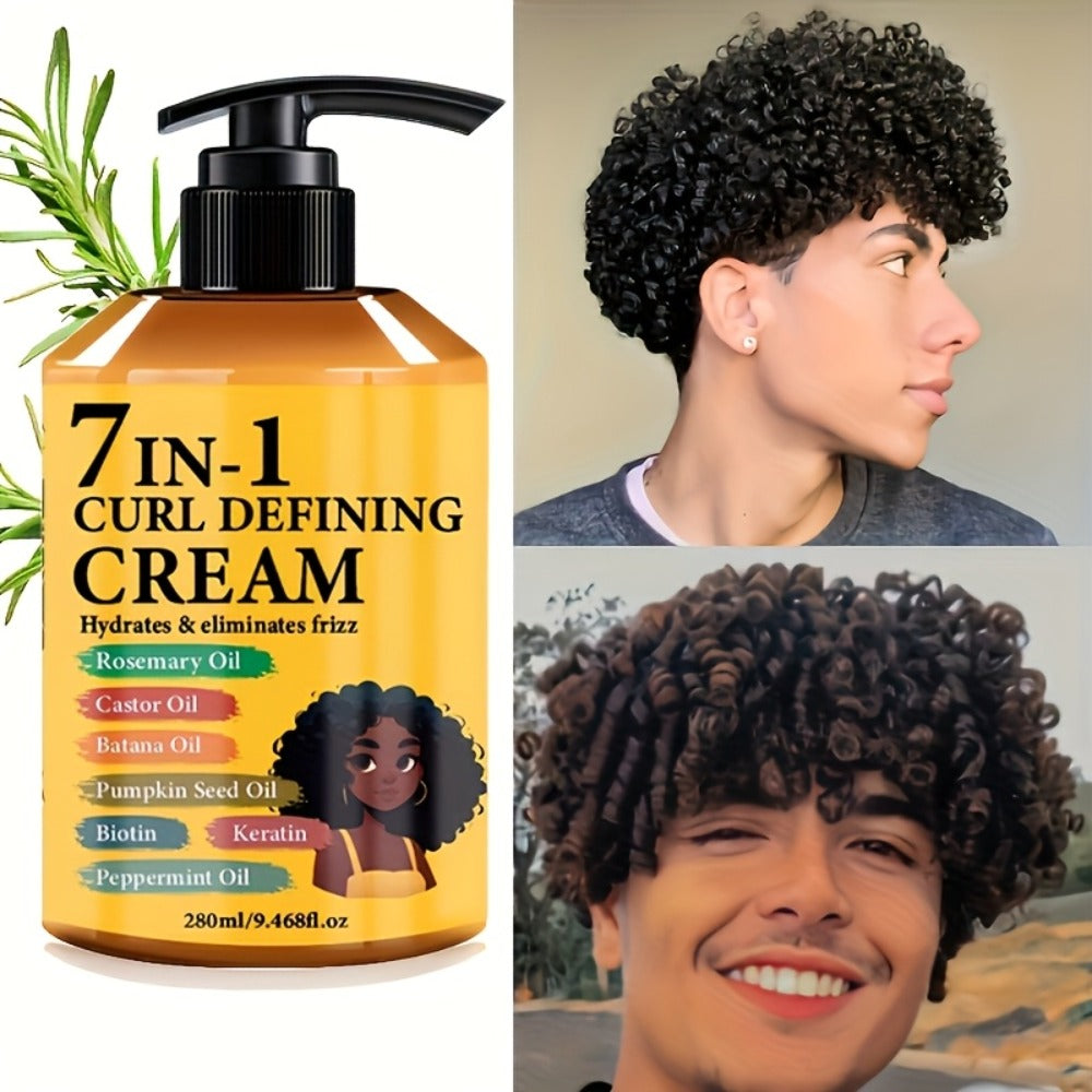 Curl Defining Cream 7-in-1 Frizz Control 2pcs Set 9.468fl oz — Long-Lasting Hold Moisturizing Non-Greasy Hair Styling Cream for Wavy Curly Normal Hair Bouncy Defined Curls Unisex A - product image 6
