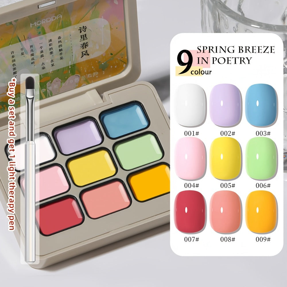 Gel Nail Polish Set 9 Colors with LED Lamp Pen MORDDA Spring Breeze - High Saturation Creamy Alcohol-Free Soak Off UV LED Long Lasting Shimmer Finish Salon & Home DIY Manicure Holi - product image 3