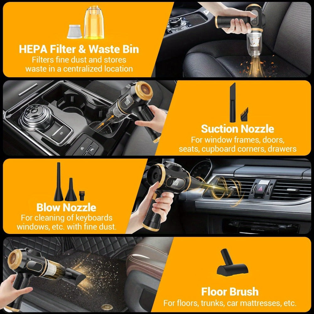 Cordless Handheld Vacuum Cleaner with LCD Display & Multi-Nozzles, 9000Pa Suction 50000RPM HEPA Filter, 2-in-1 Blow & Vacuum for Car Home Office Pet Hair Keyboard Sofa - product image 13