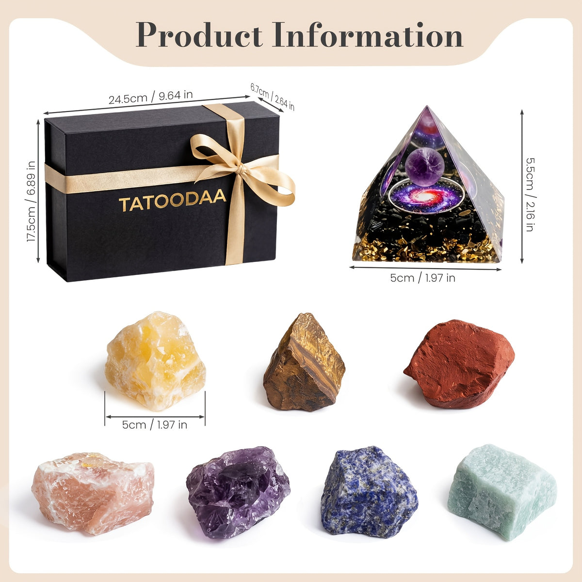 35 pcs Crystal Set For Meditation, 7pcs Set Of Raw Chakra Crystals, Pyramid-shaped Reiki Genuine Crystals, Suitable For Home and Office Decor, Birthday Gifts - product image 4
