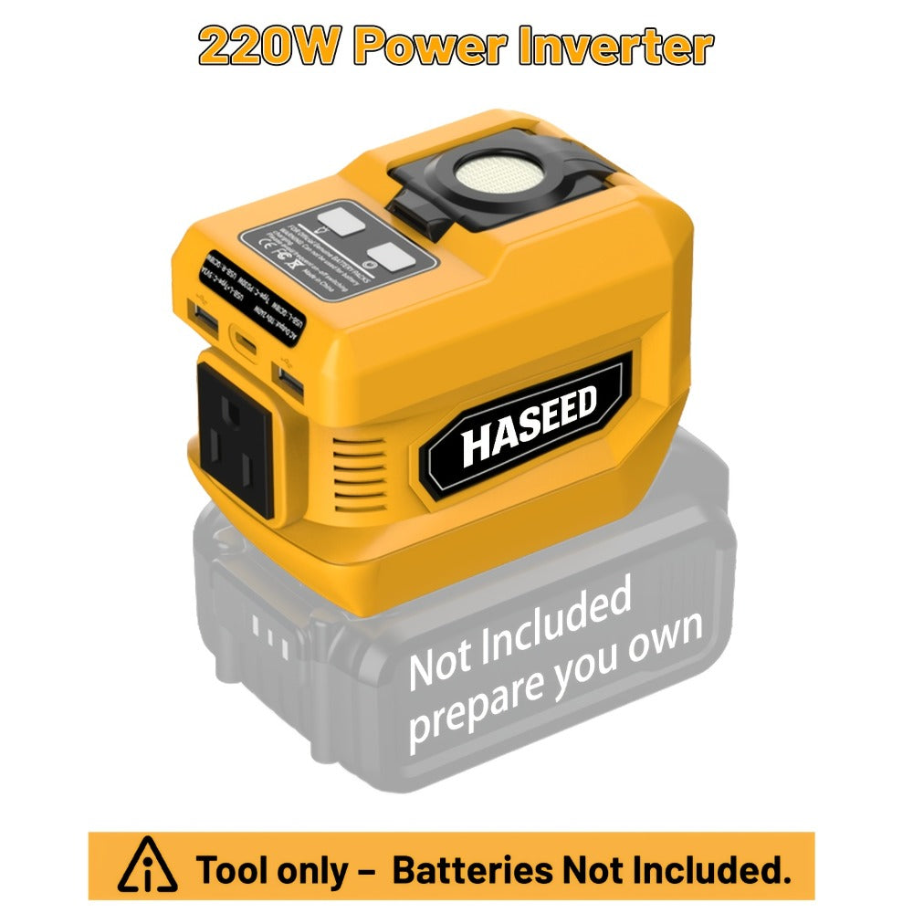 220W Portable Power Inverter for DeWalt 20V Battery AC Outlet Converter Camping Travel Emergency Backup Silent Fan Cooling - product image 3