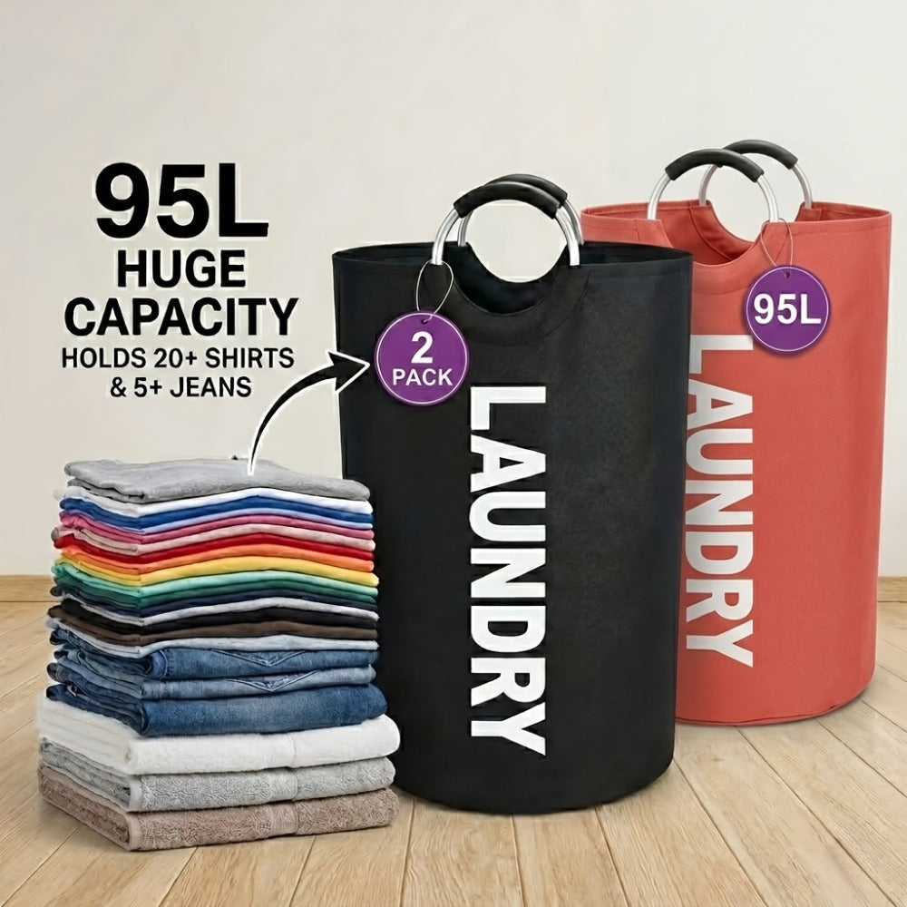 Extra Large Foldable Laundry Basket Set 95L/25.1 Gal Waterproof Oxford Cloth Tall Storage Baskets for Bedroom Bathroom Dorm Wardrobe Organization - product image 15