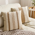 Throw Pillow Covers 2 Pack Boho Geometric Brown Beige 18x18 – Bohemian Decorative Pillow Cases with Zipper Closure – Soft Polyester Cushion Covers for Sofa Couch Bedroom Living Roo - product image 12