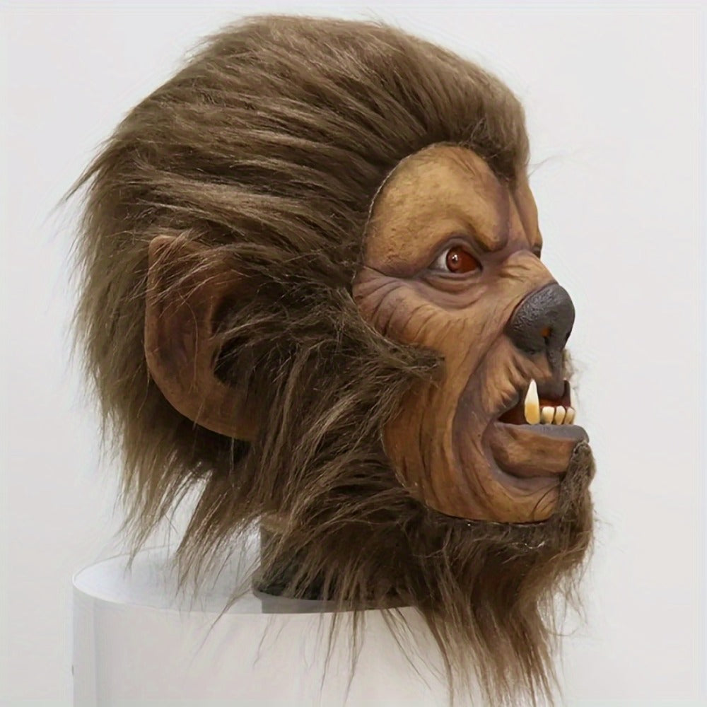 Natural Latex Full Face Halloween Costume Mask for Themed Party Cosplay Masquerade Ball Scary Dress Up, Cool Dashing Design Hand Washable | Hairy Beast Latex - product image 5