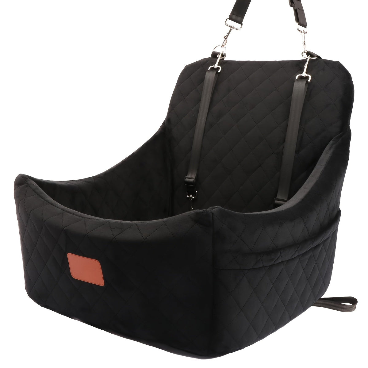 Memory Foam Pet Travel Car Bed with Seat Belt Pass-Through, Adjustable Straps, Removable Washable Cover, Harness Channel & 3-Strap Easy Installation, 4 Colors | Dog Car Seat for Medium & Large Dogs