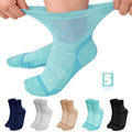 Wide Calf Socks 5 Pairs Loose Top Non-Binding Breathable Crew Socks for Men Women Plus Size Large Leg Edema Varicose Veins Comfort Fit M L Mixed Black - product image 16
