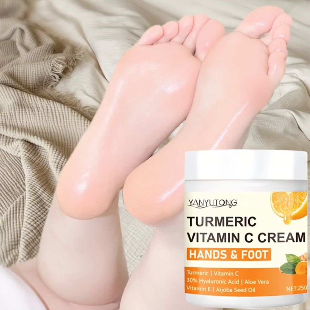 Turmeric Vitamin C Hyaluronic Acid Foot Cream for Dry Cracked Heels Deep Hydration Repair Moisturizer Elbows Rough Skin Gentle Exfoliating Heel Balm 250g - product image 6