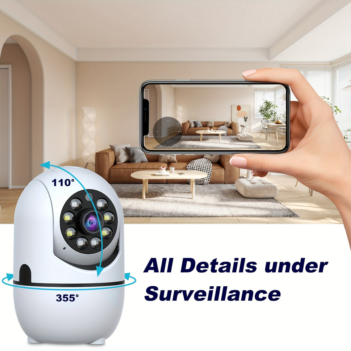 4pcs Wireless Security Camera Indoor with 355° Pan & Tilt, Night Vision, Motion Detection, 2-Way Talk, Baby/Pet Monitor, 2.4/5G WiFi, Support Cloud & Max. 256G - product image 8
