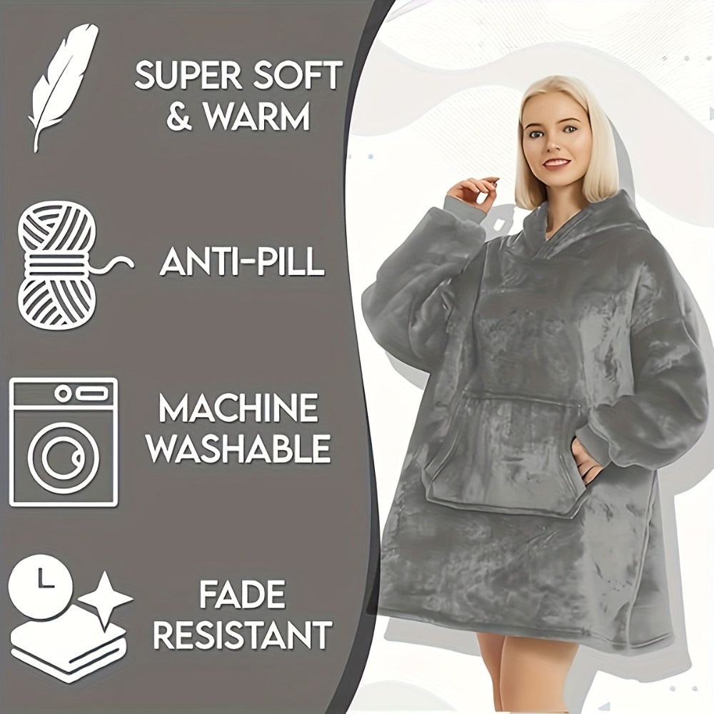 Hooded Wearable Blanket – Double-Sided Flannel Suede Hoodie Blanket for Women & Men, 500gsm Oversized Warm Cozy Sweatshirt - product image 22
