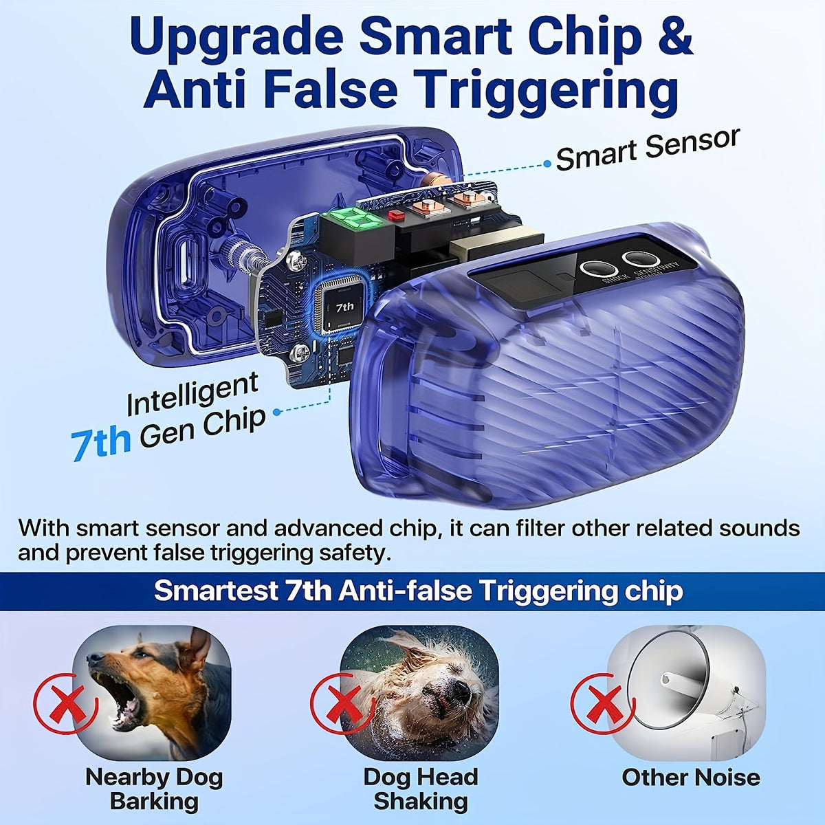 Automatic No Bark Collar with 8 Sensitivity Levels for Medium Large Dogs – Anti Bark Collar Rechargeable with Shock Beep & Vibration - product image 2