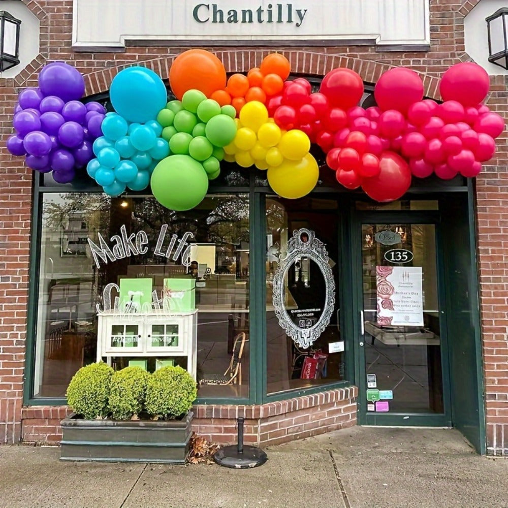 DIY Balloon Garland for Birthday Baby Shower Wedding Bridal Shower Graduation & Holiday Party Decorations | Balloon Arch Kit 422 Pcs Rainbow Matte Latex Balloons in 4 Sizes 5" 10" 12" 18"