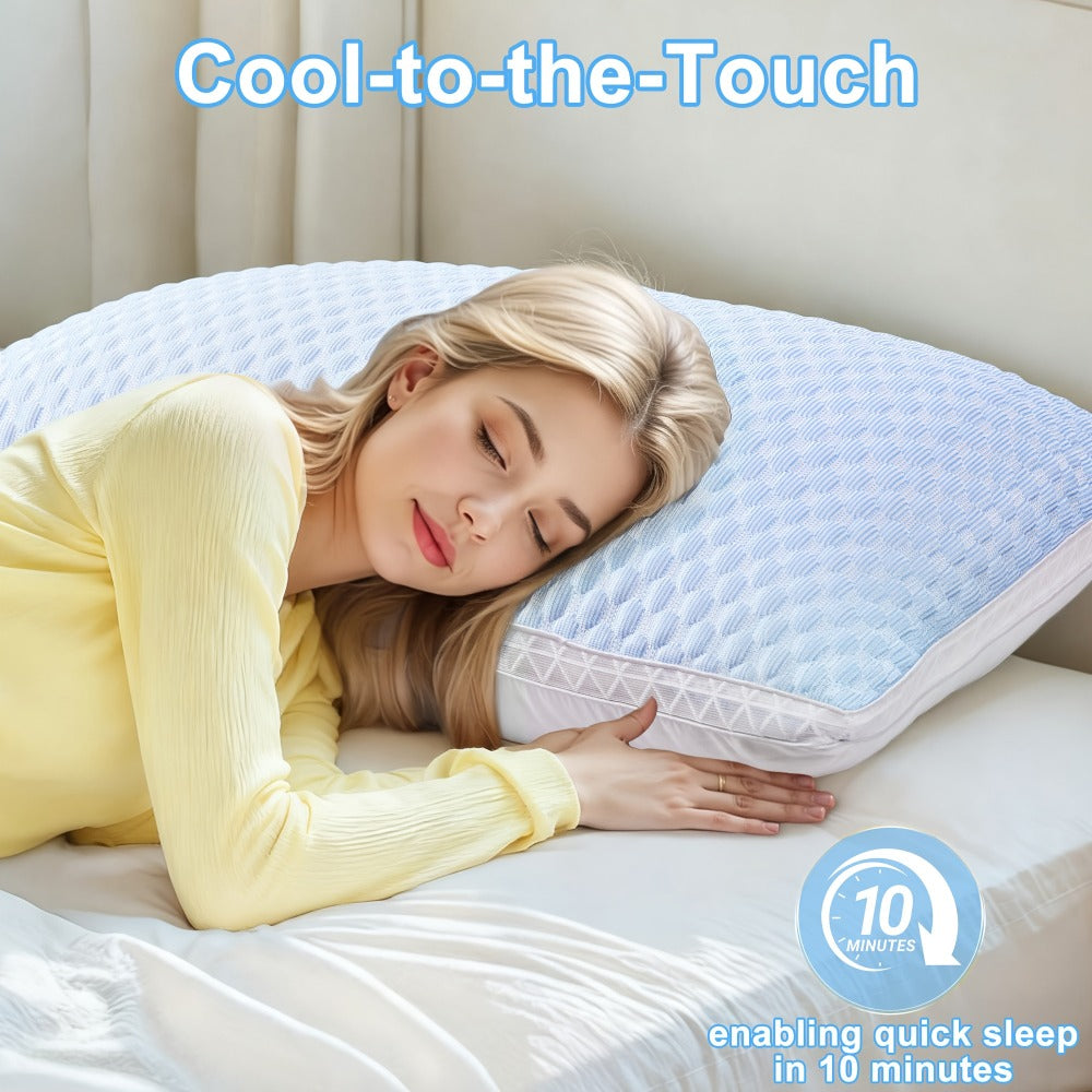 Cooling Bed Pillows 2-Pack, Non-Collapsing Soft Support Pillow with Neck & Cervical Support, Breathable & Machine Washable, Queen Size Bed Pillows for Back Side Stomach Sleepers - product image 8