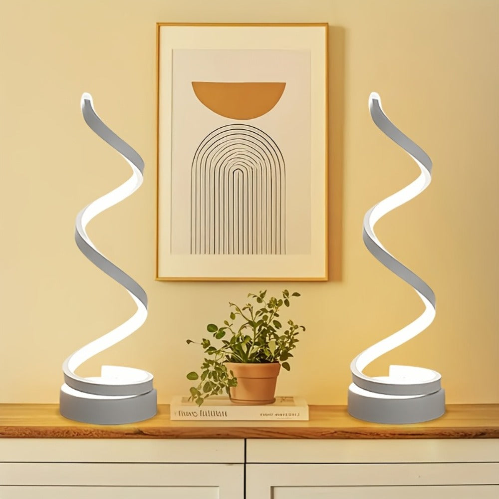 Dimmable Spiral Table Lamp with Touch Control & USB-C Charging Port, 3-Way Brightness Bedside Nightstand Lamp, Modern Minimalist LED Desk Lamp for Bedroom Living Room, Black & Whit - product image 15