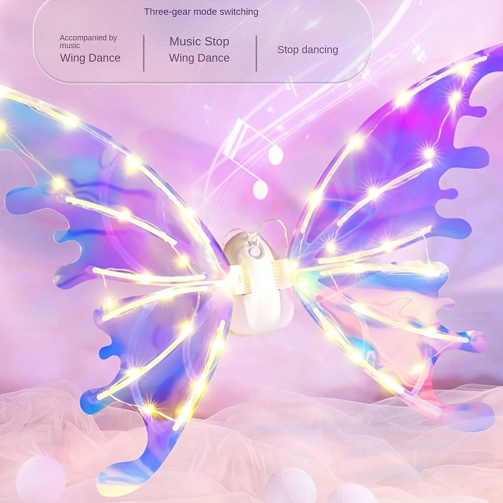 LED Butterfly Wings Glow in the Dark | Motion Sensor & Music Activated Color Changing Lights | Magical Costume Wings for Girls & Women, Halloween Dress Up, Christmas & Mardi Gras Party Accessory